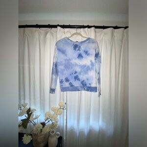 Blue tie dye waffle knit sweater